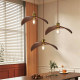 Song Dynasty Aesthetic Wabi-Sabi Style Restaurant Chandelier Zen-Style Homestay Bar Clothing Store 3-Head Long Leaf-Shaped Solid Wood Tea Room