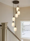 Song Dynasty Aesthetic Staircase Chandelier, American Retro Style Villa, Open-Air Living Room, Dining Room, Spiral Staircase, Loft Duplex Lighting