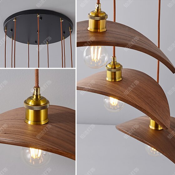 Song Dynasty Aesthetics, Leaf-Shaped Staircase Chandelier, Duplex Villa, Open-Air Mezzanine, Rotating Tea House, Tea Room, Homestay, Zen-Style Solid Wood