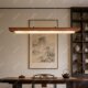 Song-Style Aesthetic Solid Wood Imitation Marble Dining Room Chandelier Zen-Style Long Strip Study Island Tea Table Tea Room Above the Table