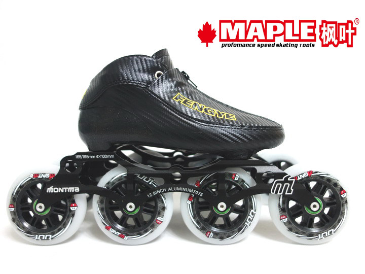 Maple Leaf Speed Skating Shoes Men And Women Adults Professional Speed Skating Shoes Racing Shoes Racing Shoes 4 * 100MM Exchangeable Ice Blades