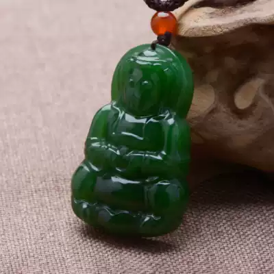 Hetian Jasper Guanyin Pendant Men's Russian Old Jasper Pendant Men's Jade Pendant Spinach Green Guanyin