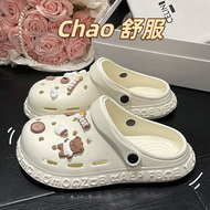 dép quai ngang sọc trắng đen Giày Croc nữ mặc ngoài mùa hè Dép Bao Đầu y tá trong nhà chống trượt bệnh viện phòng mổ dép đế mềm đi biển nữ dép quai ngang cute giày quai hậu nam