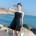 Mùa hè 2020 phụ nữ mới phong cách Hepburn váy đen phối đồ váy eo thon gọn - Váy eo cao