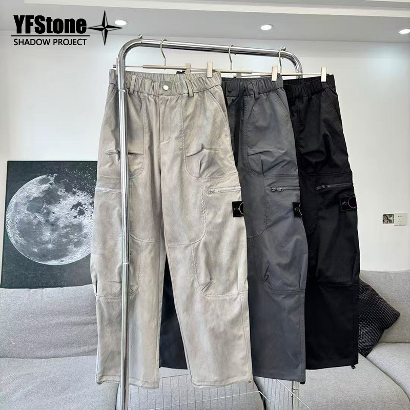 Yfstone Trendy Stone Multi-Pocket Badge Pants Solid Color Washed Outdoor American Casual Unisex Cargo Pants Yfstone Trendy Stone Multi-Pocket Badge Pants Solid Color Washed Outdoor American Casual Unisex Cargo Pants