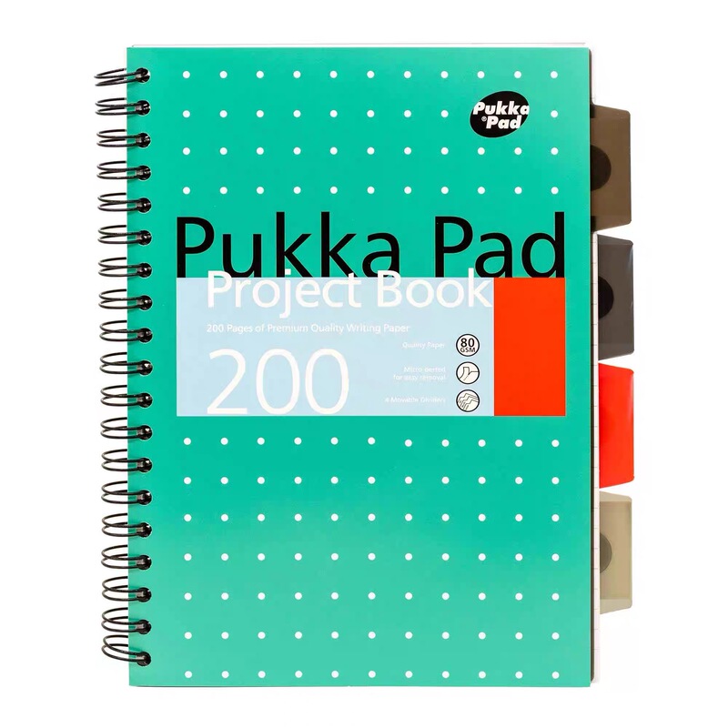 British Pukka Pad Green A4 B5 Lined Notebook with Pp Cover and Four Pp Divider Pages British Pukka Pad Green A4 B5 Lined Notebook with Pp Cover and Four Pp Divider Pages