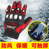 Xe máy điện găng tay ấm áp bằng thép không gỉ bông mùa đông đặt màn hình cảm ứng chống gió chống rơi thiết bị Knight găng tay da đi xe máy