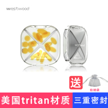 tritan material small medicine box one week travel portable mini sealed medicine packaging box quadruple pill box