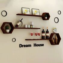 Solid wood wall rack Wall Wall creative Plaid living room dining room bedroom room Wall Wall Wall decoration free of punching