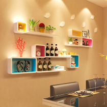 Wall shelf living room TV background wall cabinet decoration partition bedroom wall Wall Wall shelf creative Plaid