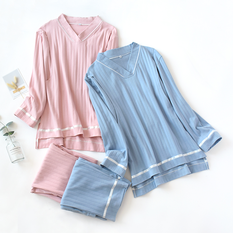 Pajamas women's spring and Autumn cotton long-sleeved home clothes can be worn outside pregnancy nursing clothes pullover monthly clothes Cotton set
