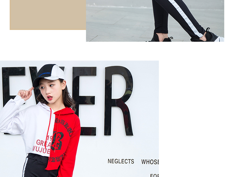 Trang phục khiêu vũ cho trẻ em Jazz Dance nữ Street Street Set Hàn Quốc Slim Tương phản màu sắc Trẻ em Big Tide cửa hàng quần áo trẻ em