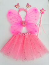 Little girl with angel butterfly wings children decorate princess magic bar flower fairy toy wonderful fairy props