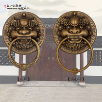 Chinese antique pure copper animal head door ring lion head copper handle retro pull ring rural door copper parts all copper handle