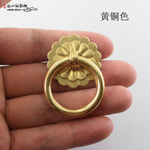 New Chinese style copper pull ring all copper handle single hole simple handle traditional medicine cabinet drawer door round brass ring handle