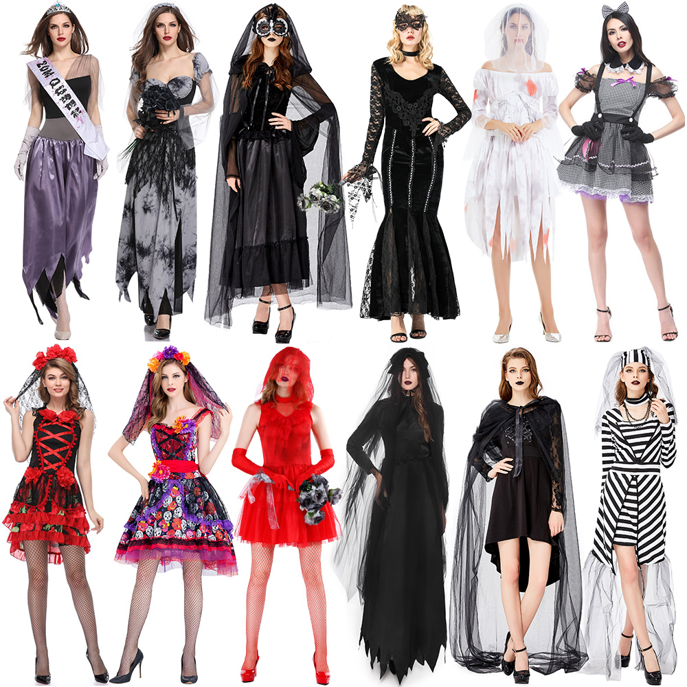 Halloween Adult Costume Cosplay Female Dead God Ghost Bride Shawl Cape Ghost House Party Role-playing Suit