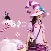 Halloween childrens clothing cosplay girl candy witch makeup prom role dress girl to play dress