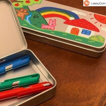 (Order) ahmugae_c Korean niche writer design cute rainbow rabbit stationery storage iron box
