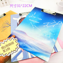 Cartoon stationery folder clip file student information file book clip animation cute fresh multifunctional A4 board clip