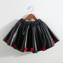 2020 autumn and winter new girls  leather skirts childrens short skirts large childrens umbrella skirts childrens skirts PU high-waisted princess skirts