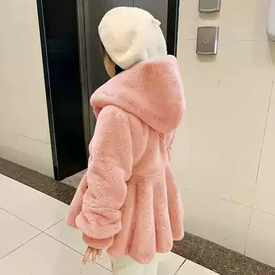 Children's fur new winter imitation mink fur coat girl princess cotton padded jacket foreign pie thick cotton coat baby sweater