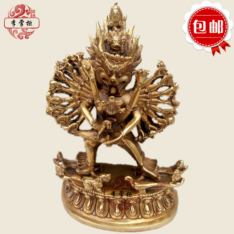 Tibetan-transmitted Nepal Mizong pure bronze Daweed Buddha double body Ming Wang Ming King Hair and Mercy Stall