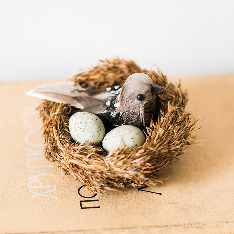 (Juhan Garden) decorative bird ornaments clip bird nest bird nest bird egg feather bird brooch American country