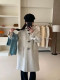 Bear's store 150 small Korean style college style horn buckle double-sided mid-length coat for women