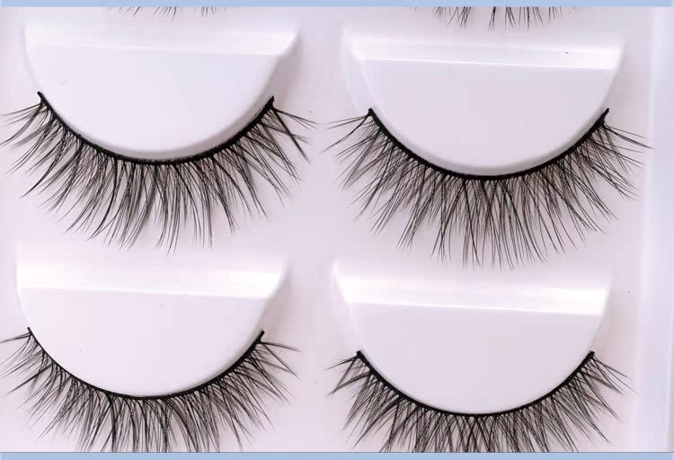 Năm cặp lông mi giả 3D cứng cuống đôi mí mắt tự nhiên thực tế trang điểm nude dày mô hình đơn giản keo dán mi