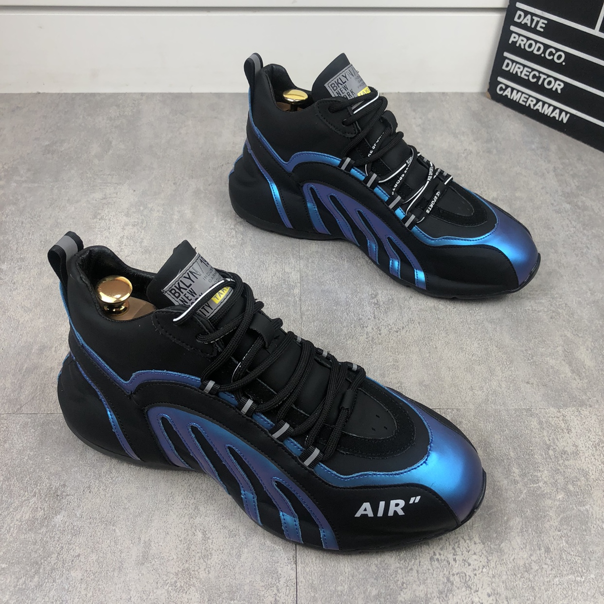 Hong Kong Tide Men's Shoes 2023 new breathable leather casual shoes men and Korean plate color color puzzle shoes increase daddy shoes