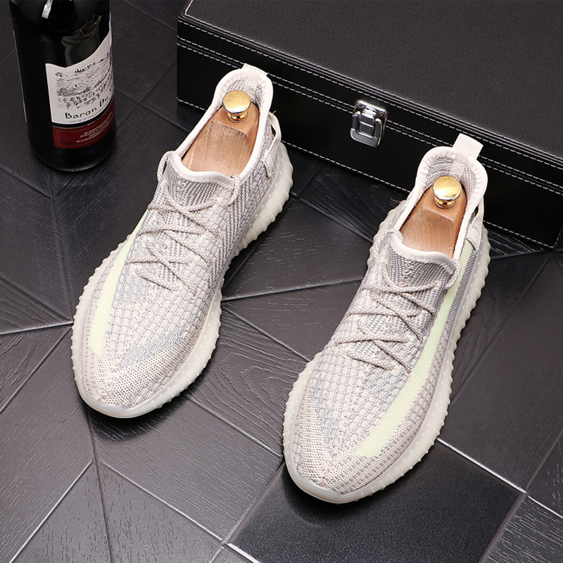 Hong Kong tide brand 2022 new men's shoes breathable lightweight mesh shoes flying woven casual shoes men's running sports shoes cover feet