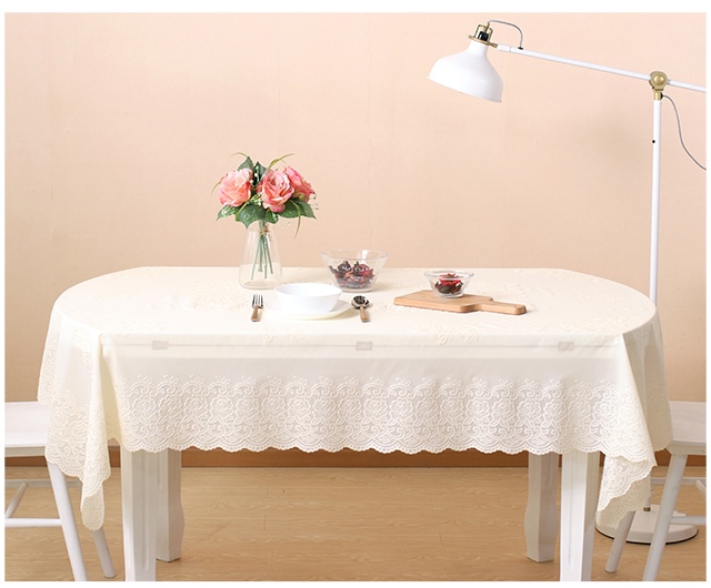 Khăn trải bàn hình bầu dục lưới màu đỏ PVC nhựa ren in gió trắng khăn trải bàn Bắc Âu hình bầu dục khăn trải bàn không thấm nước - Khăn trải bàn thảm trải bàn ăn