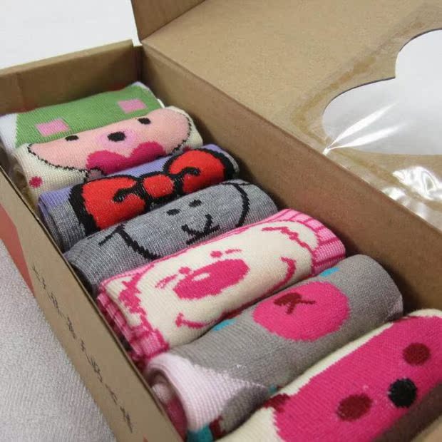 Vớ một tuần, vớ nam và nữ, 7 đôi / hộp, vớ cotton, vớ hoạt hình, vớ bốn mùa, đa phong cách vớ cổ cao
