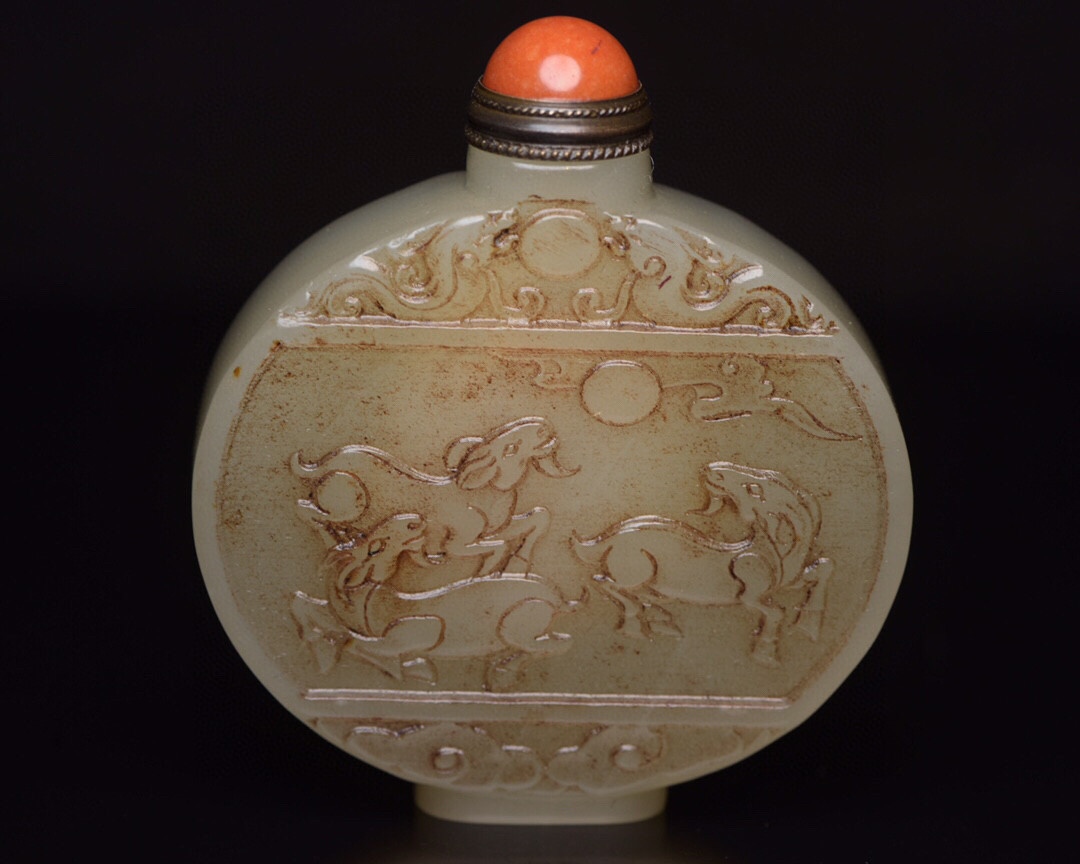 古玩文玩玉石旧藏天然老玉和田玉鼻烟壶摆件！一物一图，千年传承的收藏