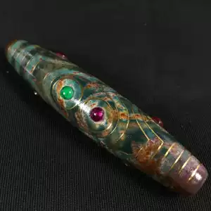 清・古象雄多宝天珠・滿朱砂・手串・箱付』極細工・