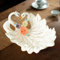 Swan Fruit Disk Creative Modern Living Room Simply Ceramic Tea Several Sweet Disk Sweet Fruit Disk Married European-style Household