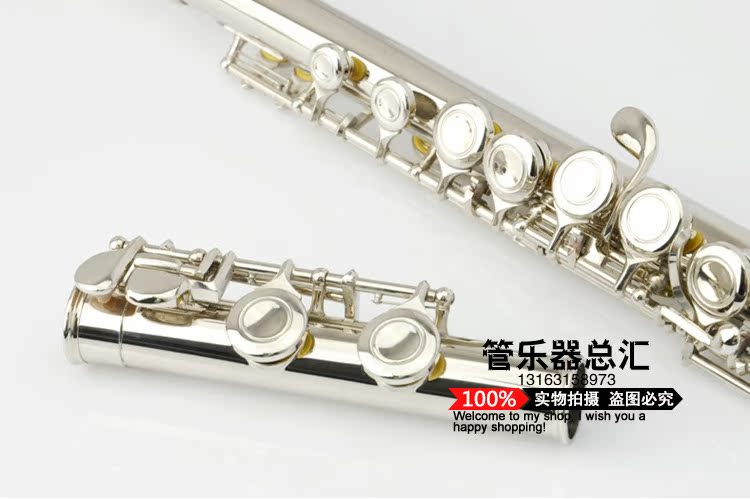 Nhạc cụ sáo Salma chính hãng C có thể điều chỉnh bạc / niken 16 phím cộng với khóa E phụ kiện kiểm tra sinh viên cơ sở - Nhạc cụ phương Tây kèn trumpet
