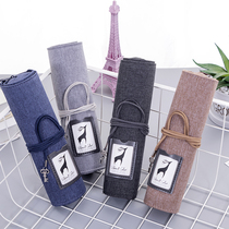 Pencil bag Korean simple roll pen curtain high school students stationery box for men and women junior high capacity retro pen bag
