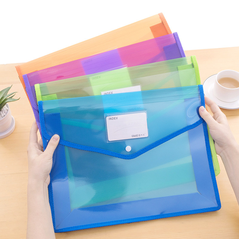 A4 transparent waterproof file bag large-capacity office stationery storage bag button test paper bag snap button information file bag - Taobao