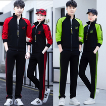 Lovers Spring Autumn Season Sports Suit for men and women Three sets of large code collage long sleeve casual sportswear fitness running suit