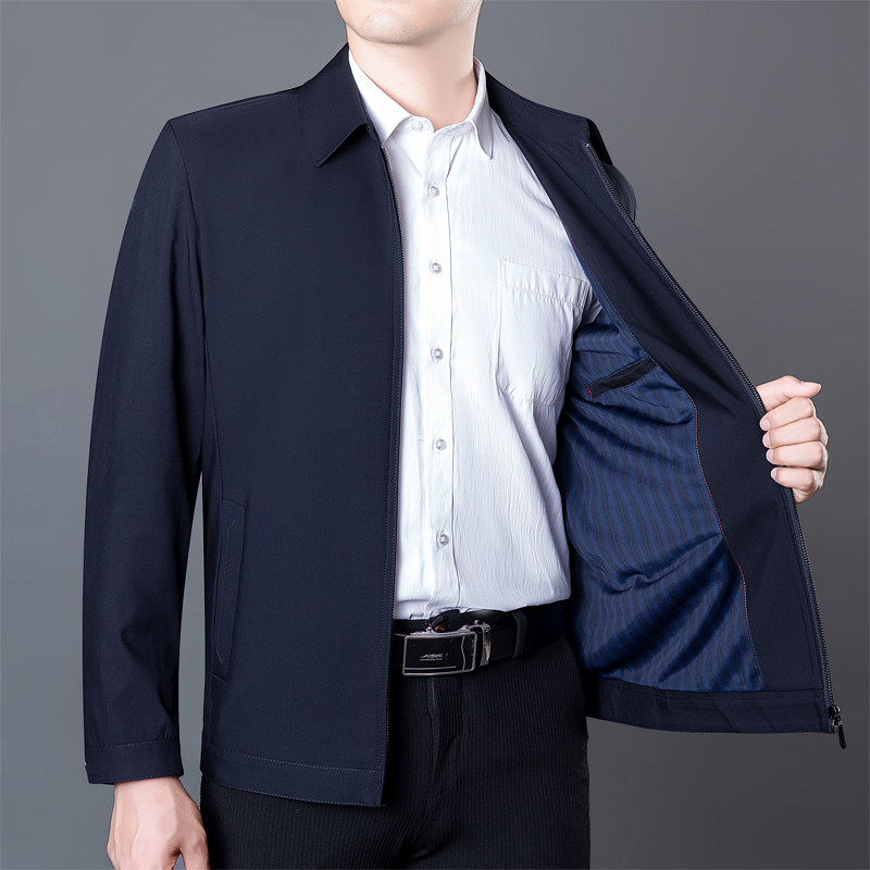 2022 Spring Middle-aged Business Casual Jacket Lapel Lapel Gentleman Large Size Middle-aged Dad Jacket Cadre Clothes