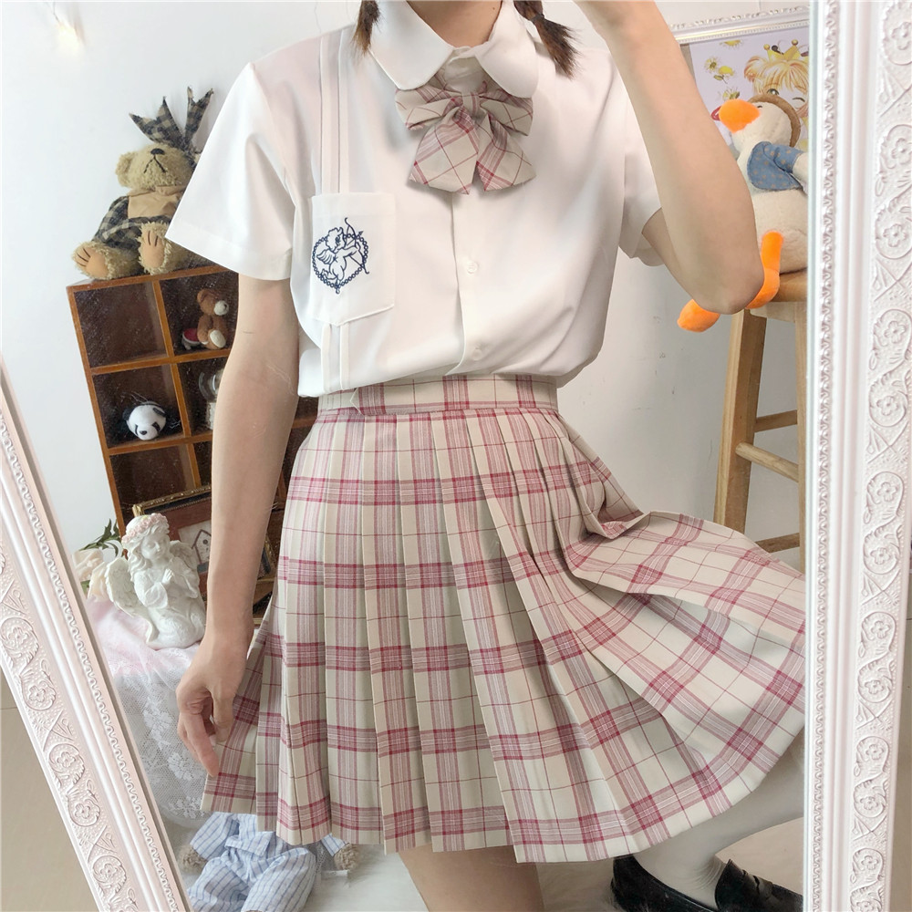 Japanese Orthodox JK Uniform Dress College Ferry Skirt College of Fang Powder Sweet Summer Short Dress