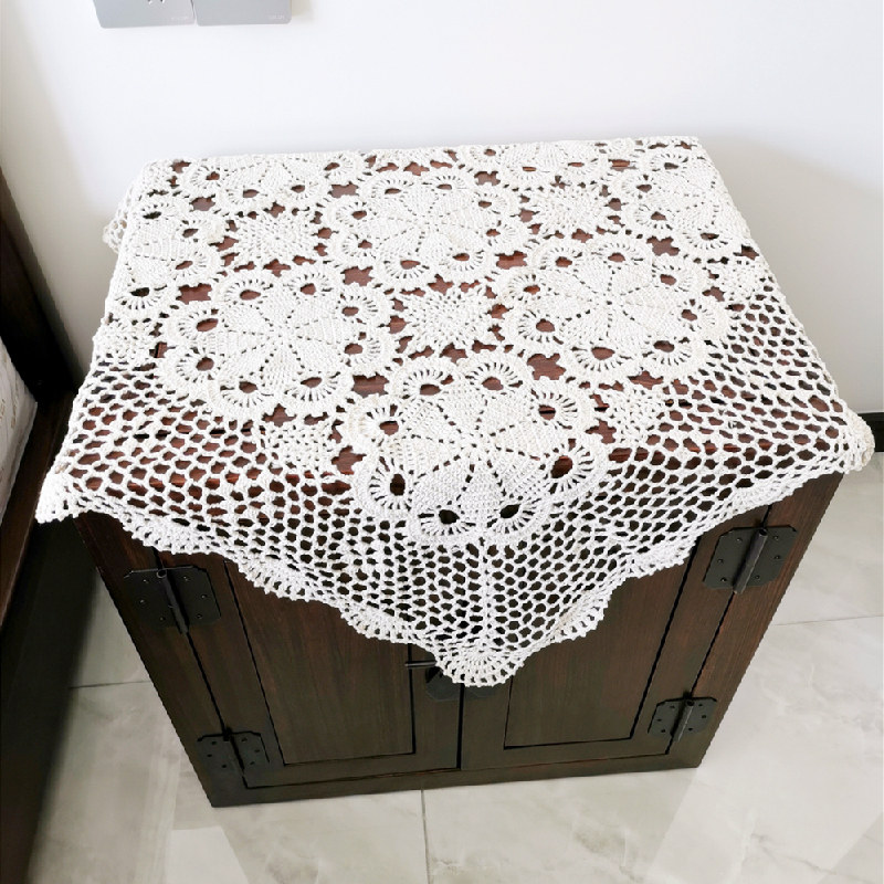 Ruyi Hand Woven Bed Head Cabinet Cover Clog Crochet Hook Flower Table Cloth Pure Cotton Hollowed-out Sofa Armrest Towel Tea Table Flag