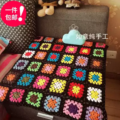 Ruyi handmade grandmother checkered towel wool blanket crocheted woven color stitching cotton crochet lace tablecloth