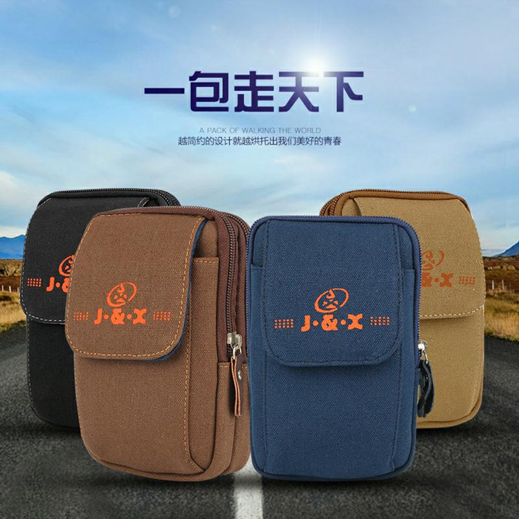 Túi điện thoại di động của nam giới dọc túi vải đa chức năng mặt cắt ngang vành đai mặc 5.0 5.5 inch mini treo túi đeo điện thoại