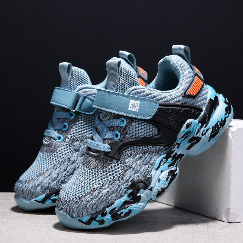 Back Force Boy Shoes Boy Flying Weave Netting Shoes 2021 New Web Face Children Shoes Children Light Casual Shoes Summer Sneakers