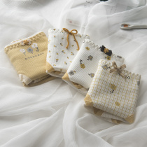 4 floral cotton underwear female Japanese little lady cute breathable cotton waist antibacterial breifs summer girls