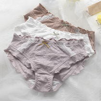 3 pieces 9 fold) Underpants female pure cotton antibacterial day series sweet and beautiful young girl raw low waist full cotton breathable lovely triangular explosion