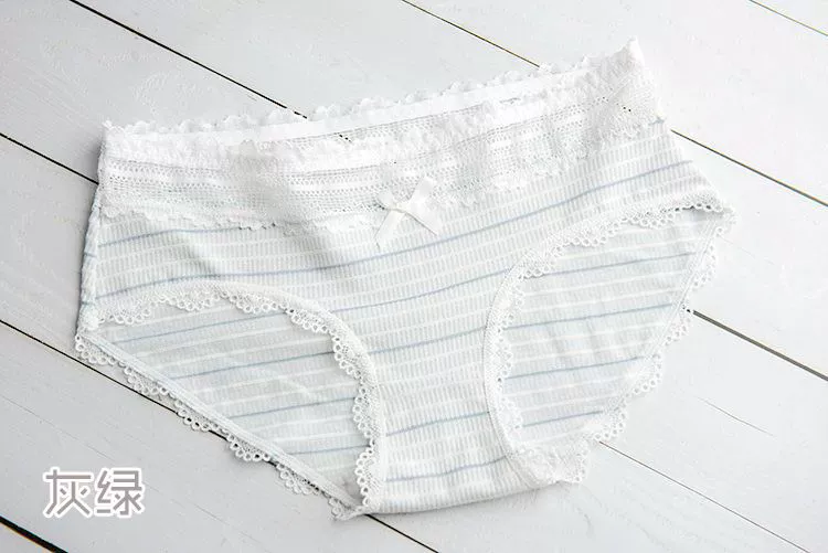 3 đồ lót cotton eo của phụ nữ Nhật Bản đơn giản sọc tươi cô gái sinh viên ren bên tam giác đáy phụ nữ - Vòng eo thấp