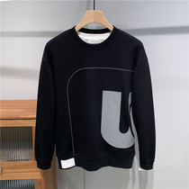 Autumn new mens round neck sweater trend Hong Kong style loose pullover long sleeve top young Joker solid color coat
